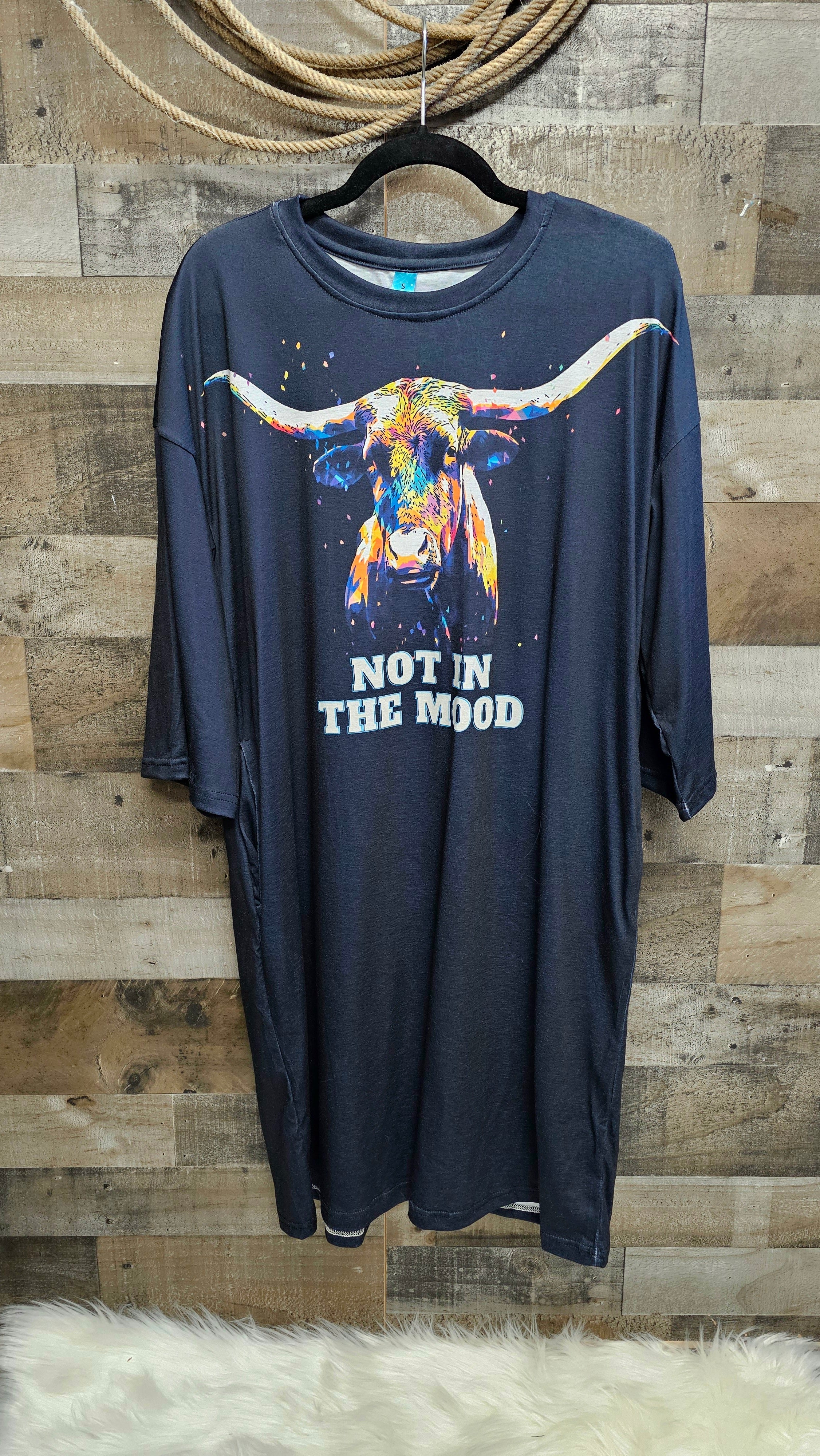 Baha Ranch Not in the mood Longhorn Oversized Sleepshirt by Baha Ranch Western Wear