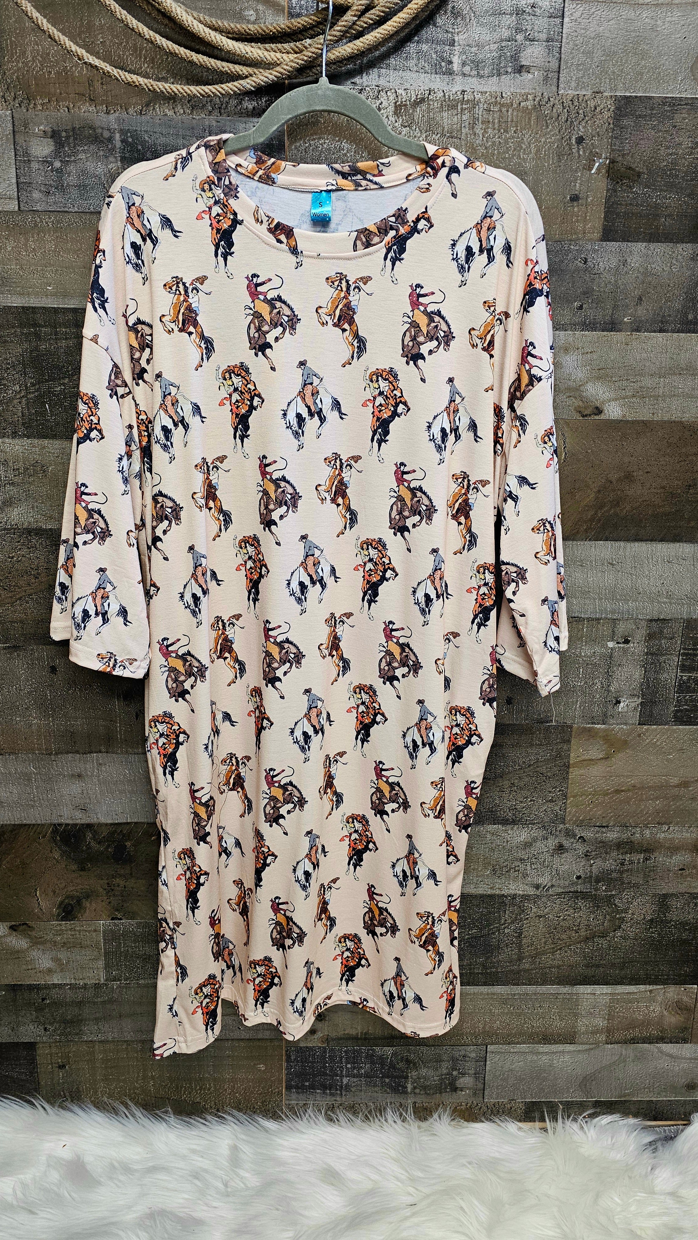 Baha Ranch Vintage Cowgirl Oversized Sleep Shirt by Baha Ranch Western Wear