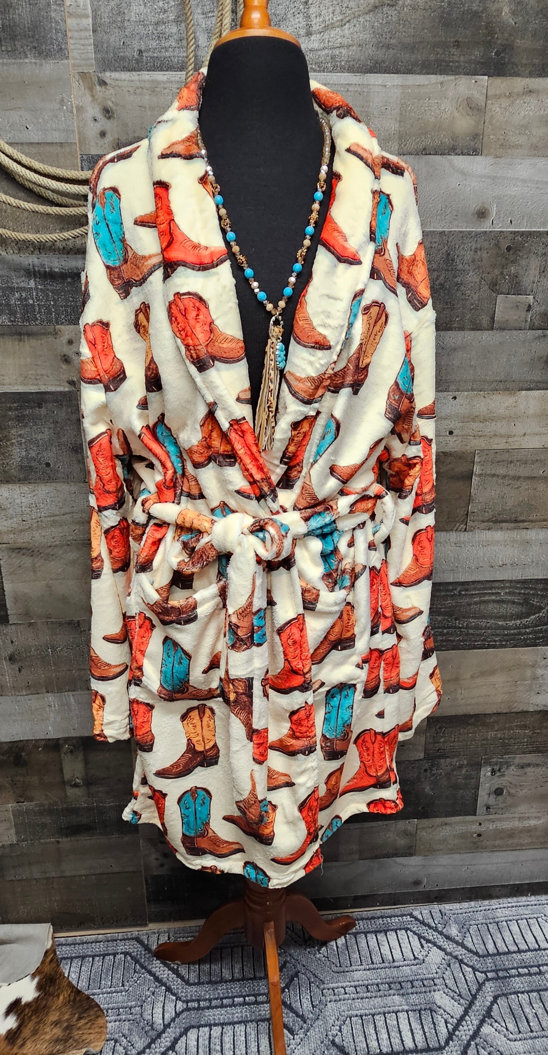 Baha Ranch Got My Boots Western Bath Robe by Baha Ranch Western Wear