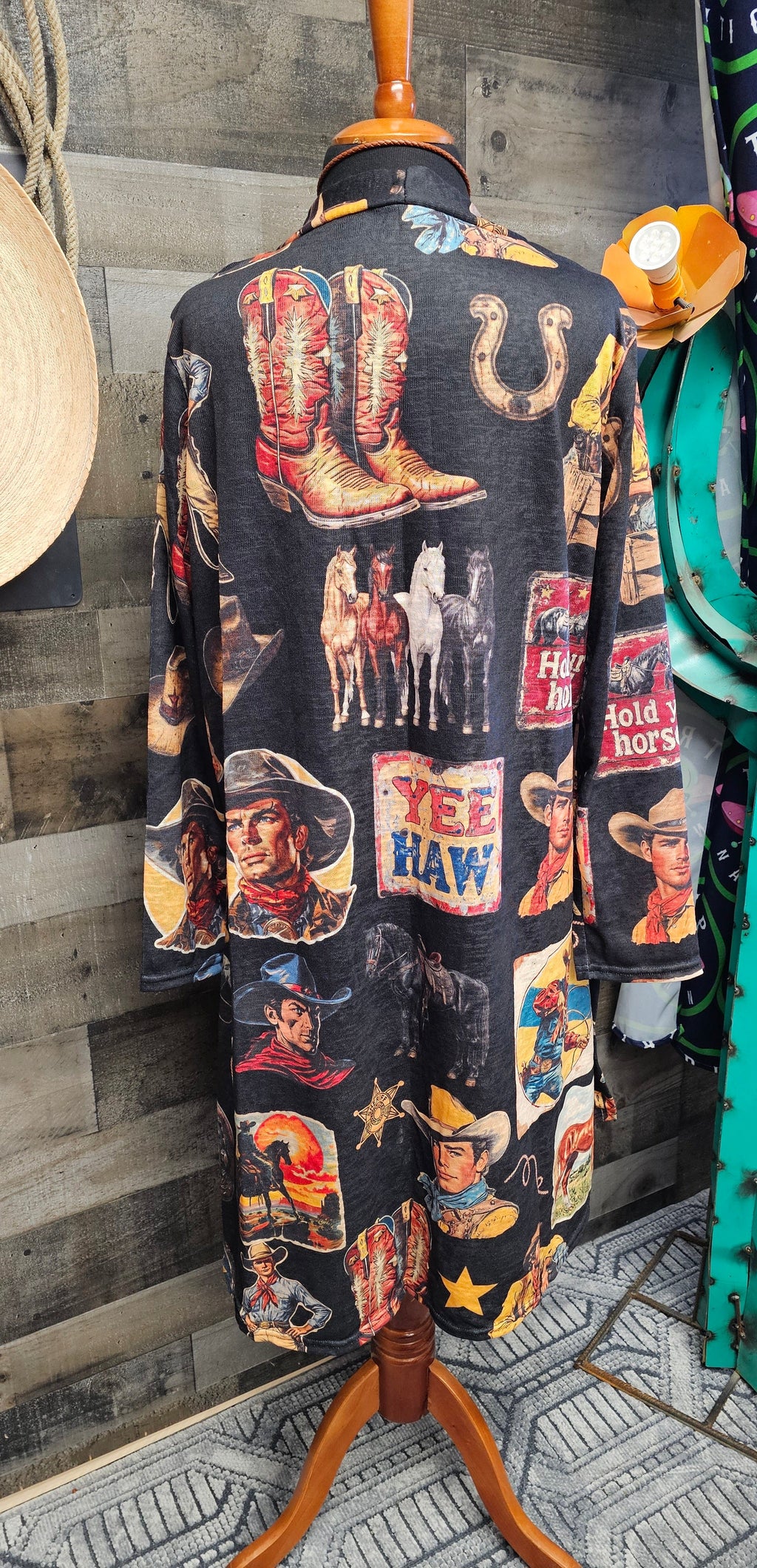 Baha Ranch Vintage Cowboy Collage Western Lightweight Cardigan by Baha Ranch Western Wear - product image 2