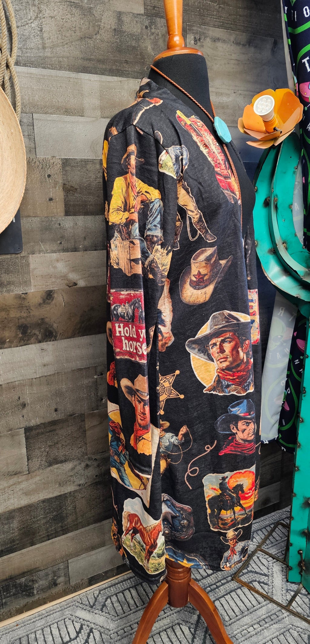Baha Ranch Vintage Cowboy Collage Western Lightweight Cardigan by Baha Ranch Western Wear - product image 3