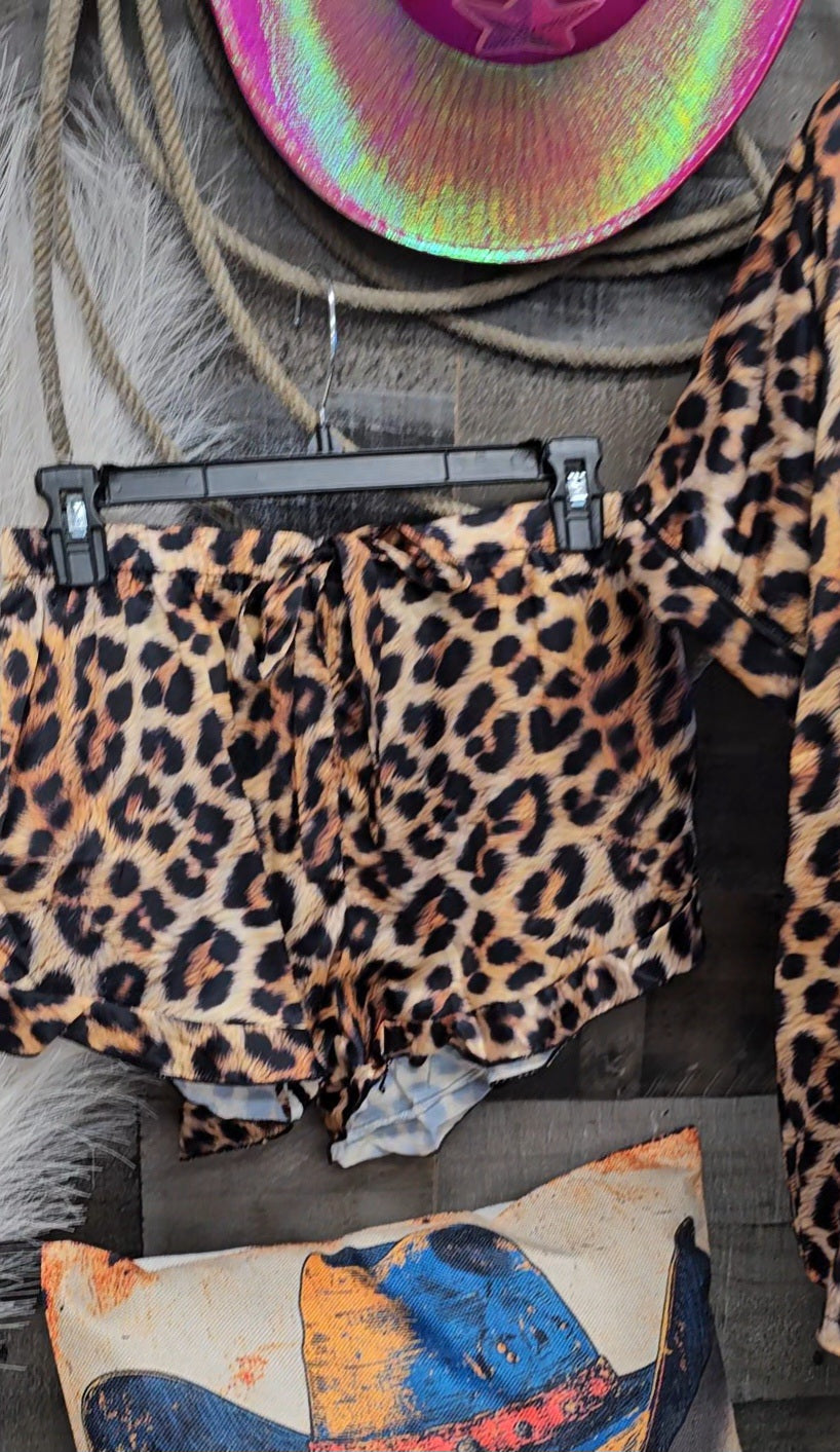 Baha Ranch Retro Pop Western Leopard Cowgirl Satin Pajamas by Baha Ranch Western Wear - product image 2