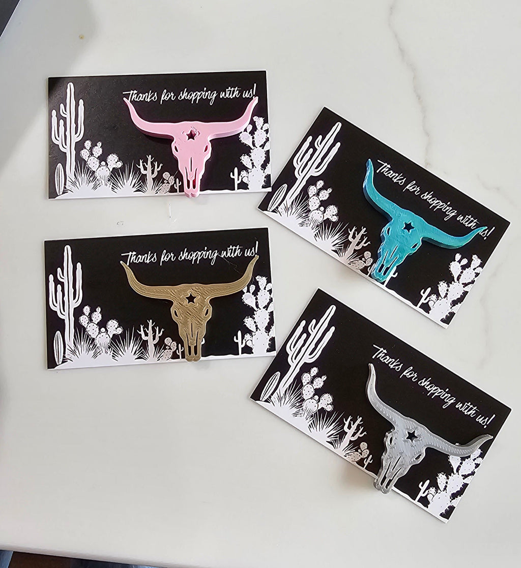 Bag of 25 -Boutique 3d Printed Package Inserts Longhorn Bull Skull Made in America by Baha Ranch Western Wear - product...