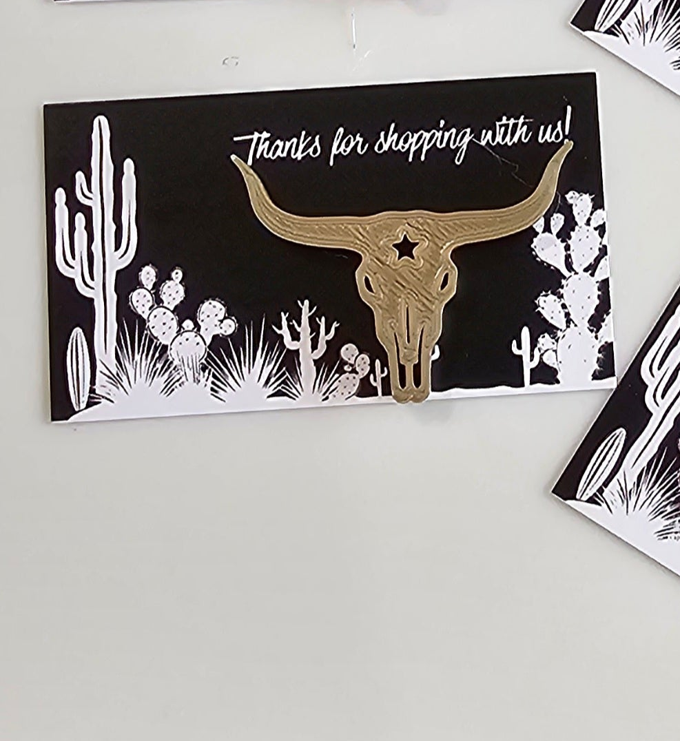 Bag of 25 -Boutique 3d Printed Package Inserts Longhorn Bull Skull Made in America by Baha Ranch Western Wear - product...
