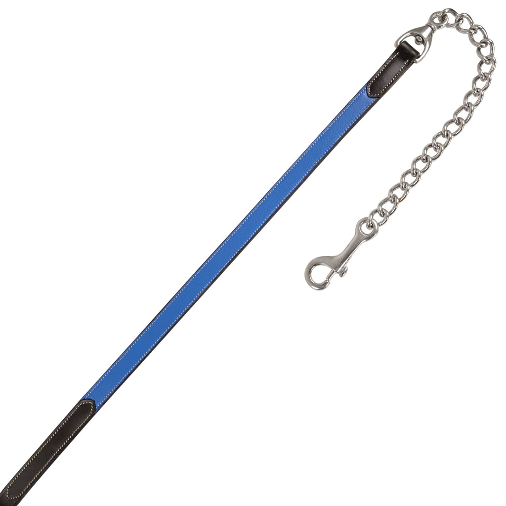 ExionPro Duo-Tone Leather Lead with Chain - Blue by Bridles & Reins