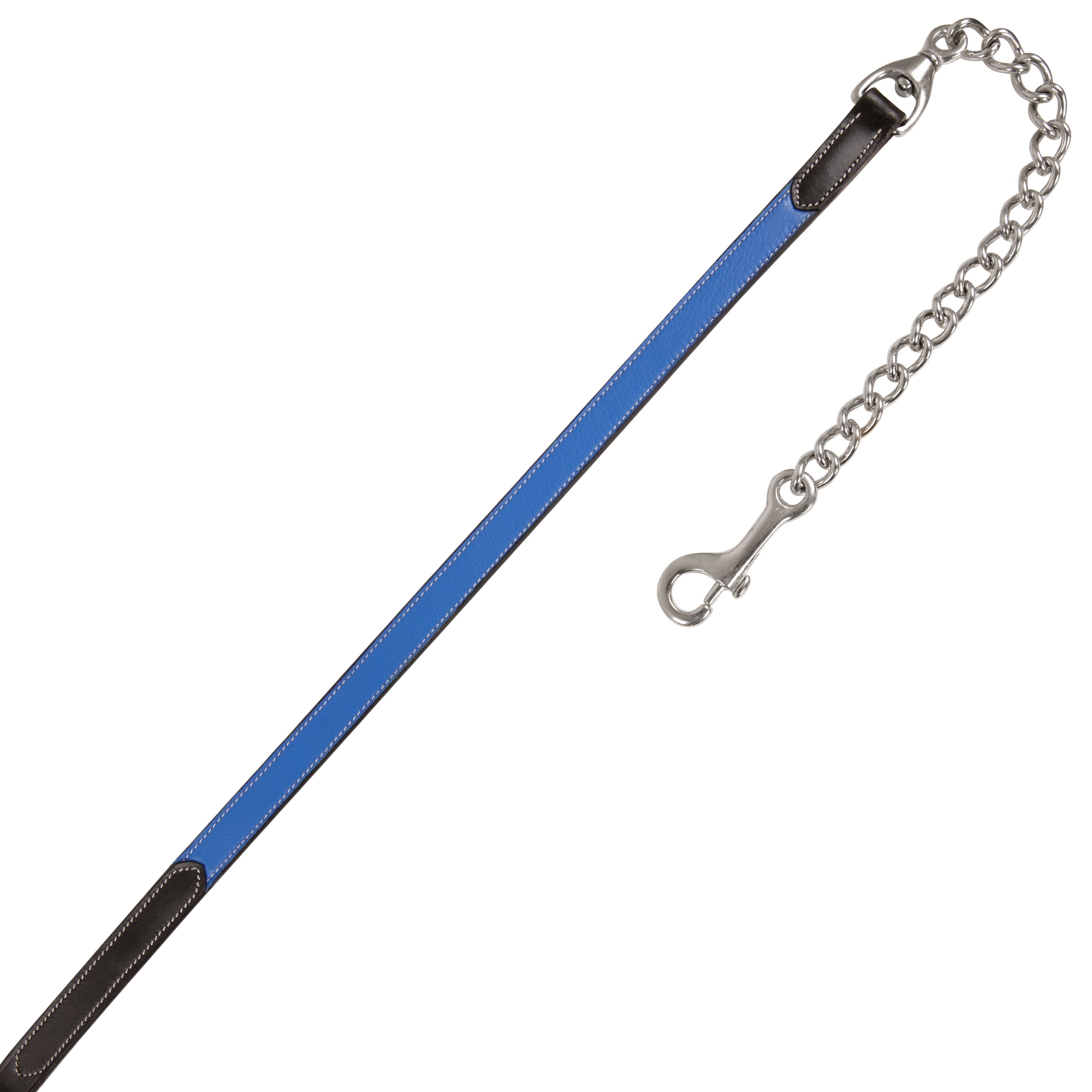 ExionPro Duo-Tone Leather Lead with Chain - Blue by Bridles & Reins