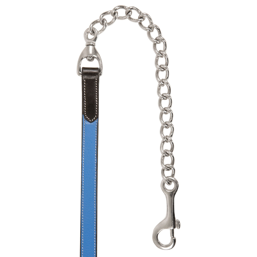 ExionPro Duo-Tone Leather Lead with Chain - Blue by Bridles & Reins - alternate view 2