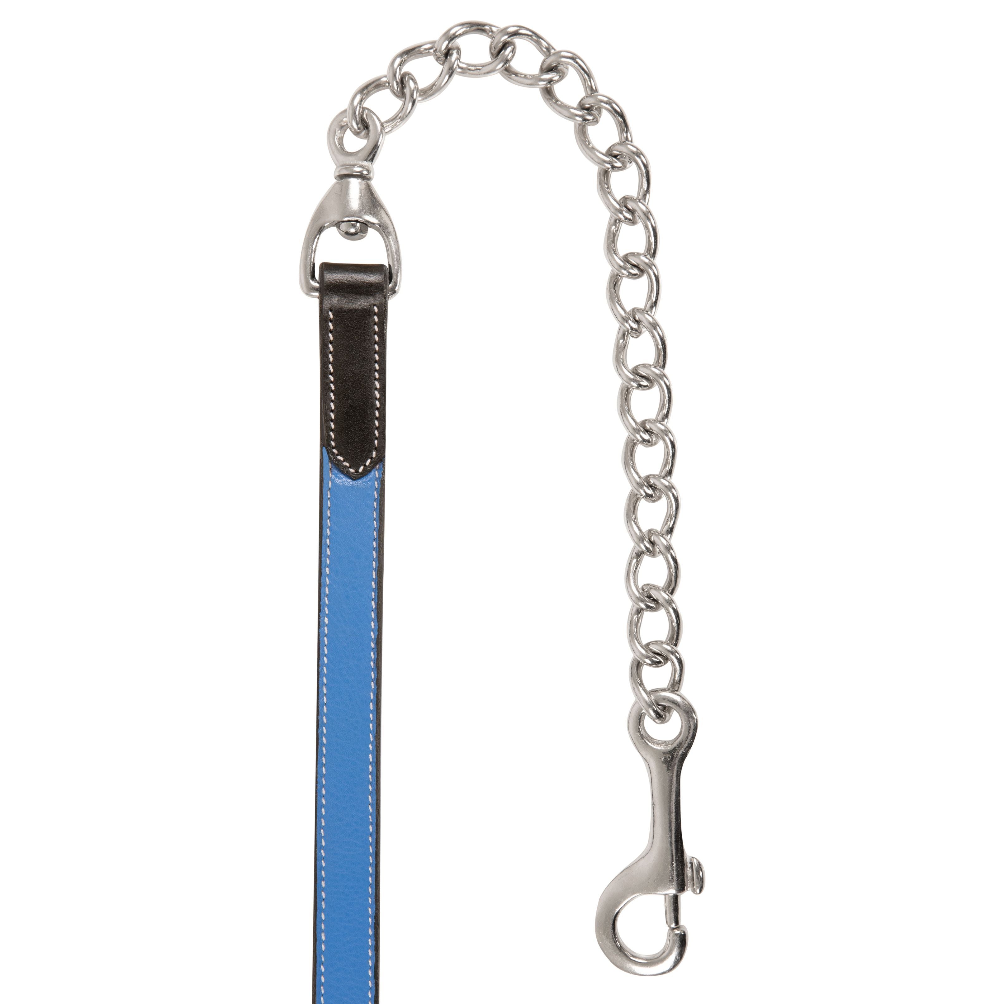 ExionPro Duo-Tone Leather Lead with Chain - Blue by Bridles & Reins - alternate view 2