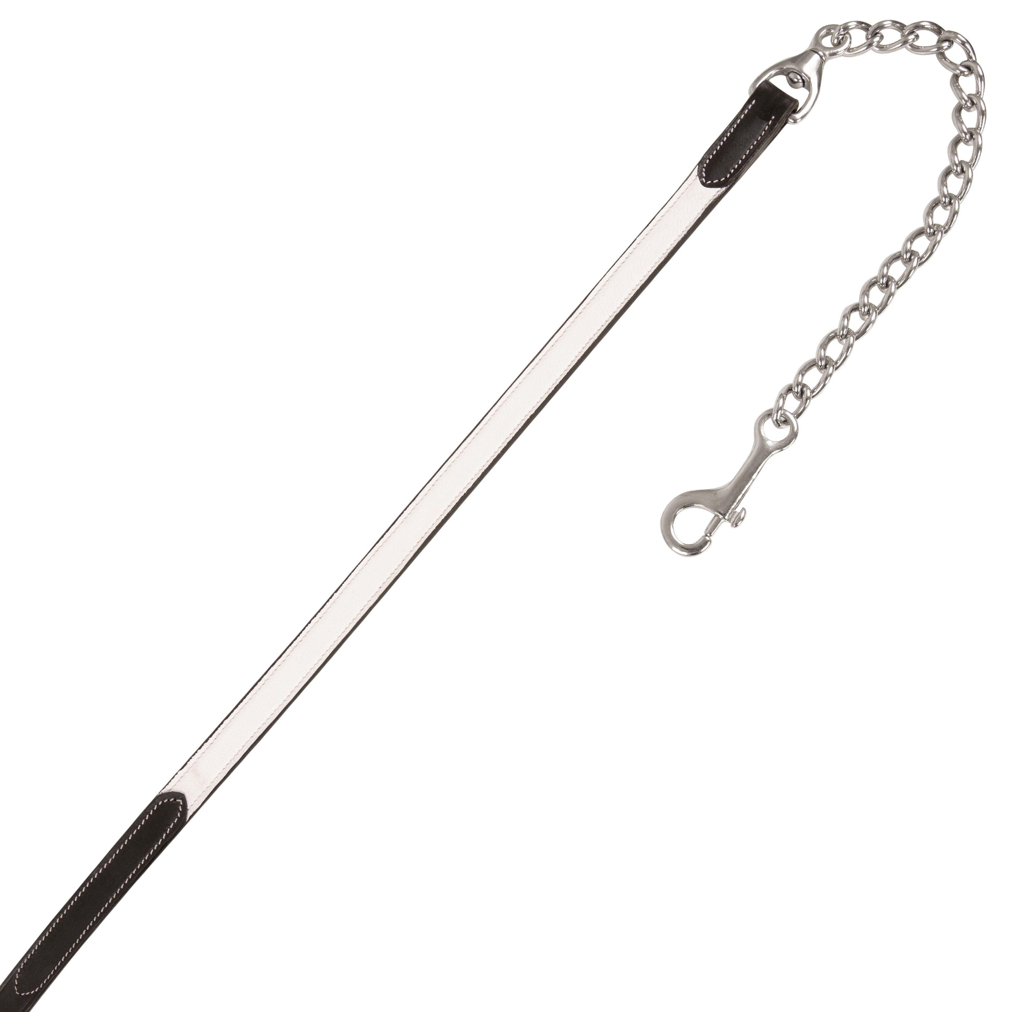ExionPro Duo-Tone Leather Lead with Chain - White by Bridles & Reins