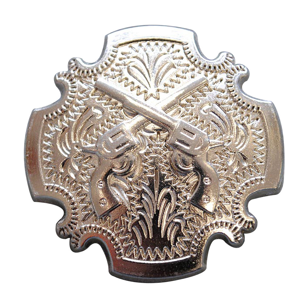 Western Screw Back Concho 1 Cross Gun Shooting Bling Silver Saddle