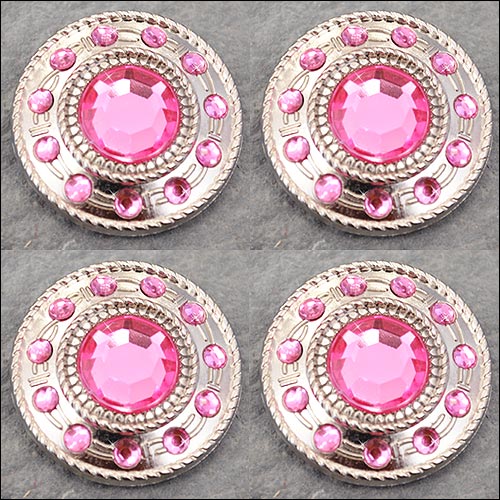 Western Screw Back Concho Nickle Wheel Shape With Rope Edge Saddle Belt