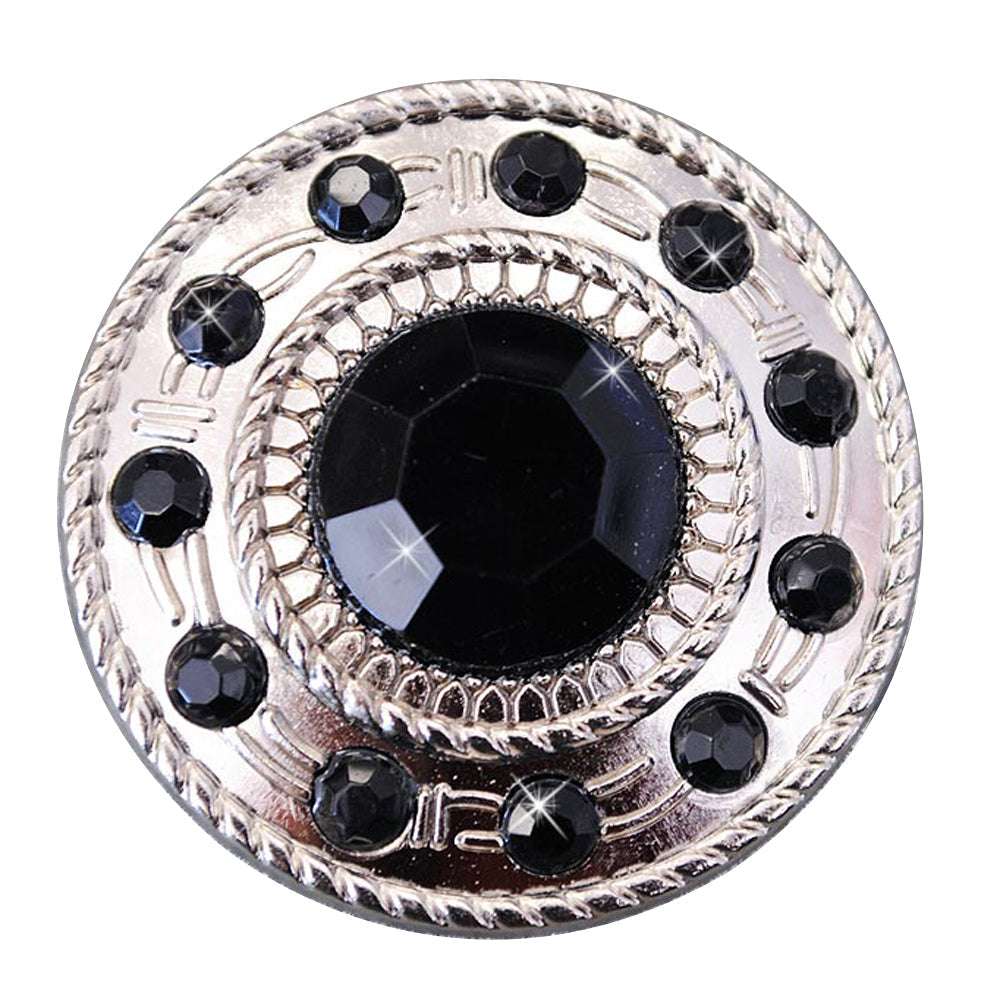 Western Screw Back Concho1 Black Crystal Wheel Bling Headstall Cowgirl