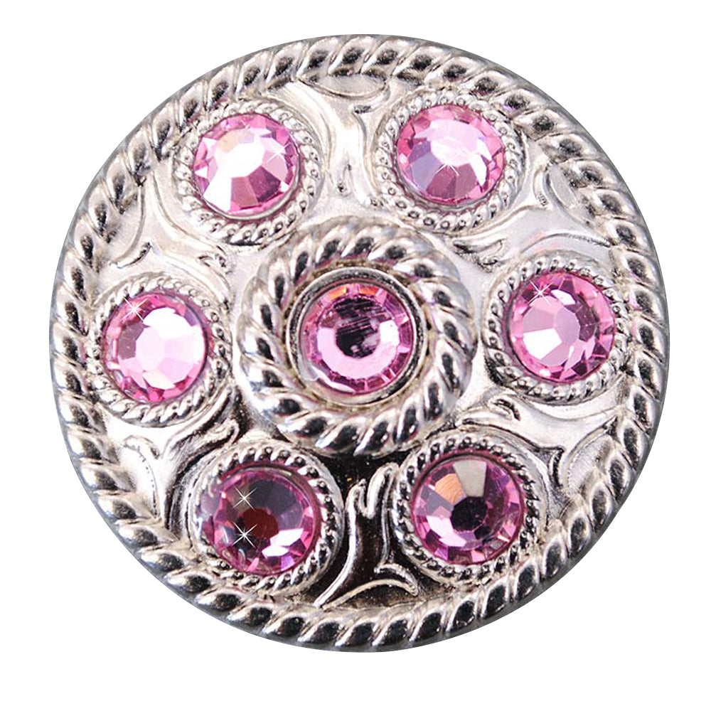 Western Screw Back Concho 1 Pink Crystal Wheel Bling Headstall Cowgirl