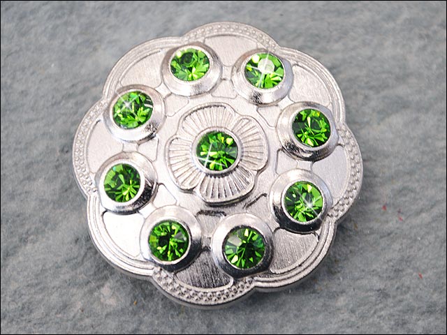 Western Screw Back Concho1 Green Crystal Floral Bling Headstall Cowgirl