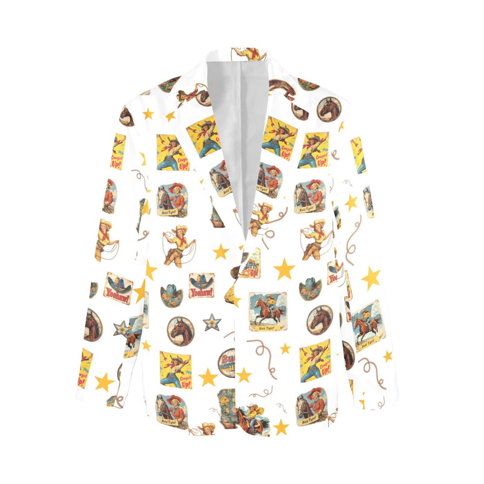 Baha Ranch Vintage Cowgirl Collage Women's Western Blazer in White by Baha Ranch Western Wear - product image 4