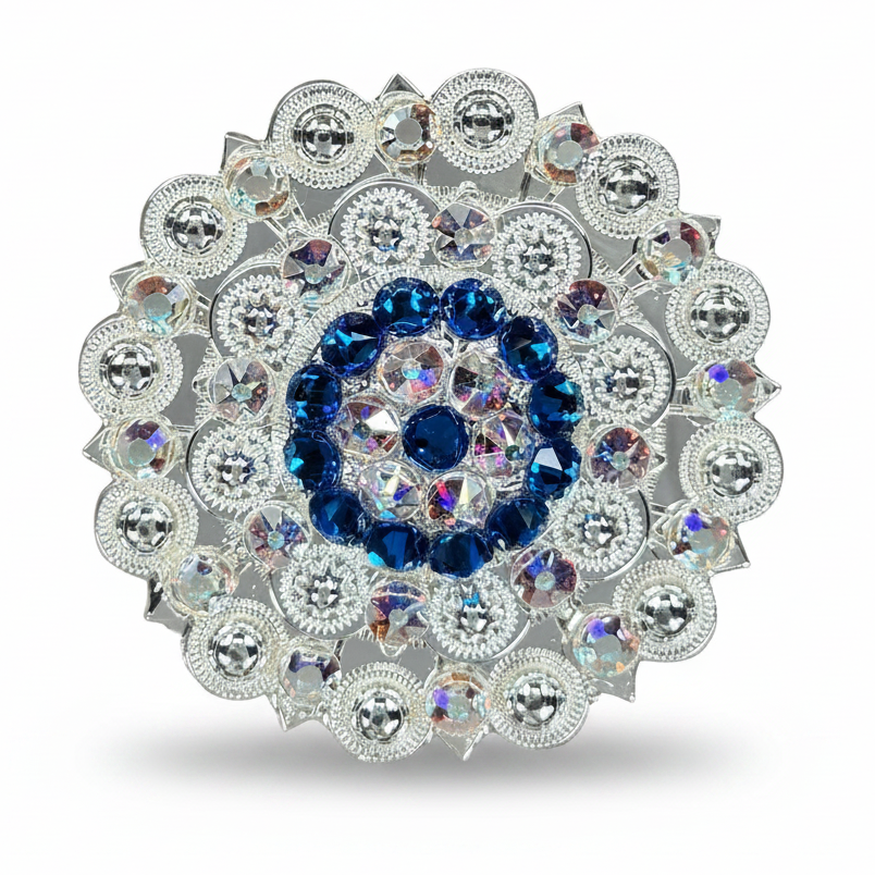 Bright Silver Capri - AB Crystal Conchos | Sizes 1"- 3" | Buckles | Saddle Set | Leather Rosettes | Slide — view 5