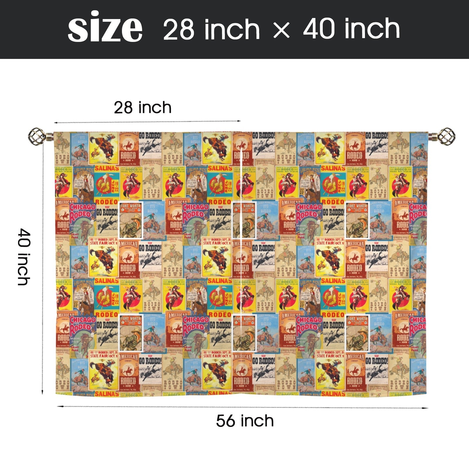 Baha Ranch Vintage Rodeo Window Curtain 28"x40" (2-Piece) Made in America by Baha Ranch Western Wear - product image 3