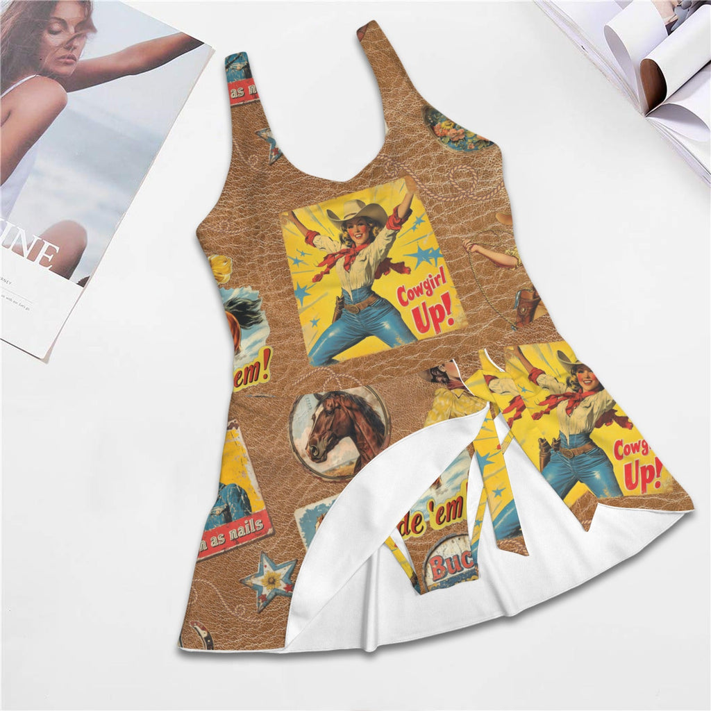 Baha Ranch Vintage Cowgirl Collage Skirted Swim Suit by Baha Ranch Western Wear - product image 5