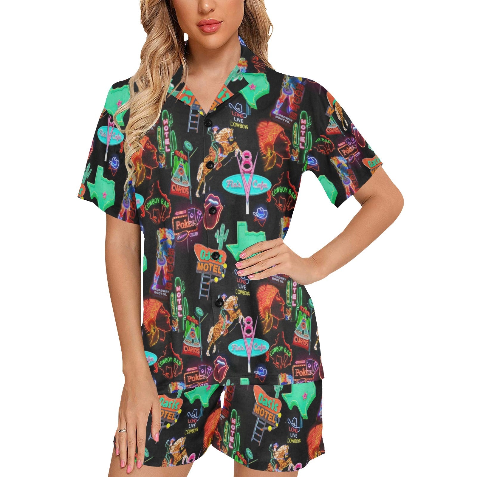 Baha Ranch Vegas Neon Women's Western Pajama Set by Baha Ranch Western Wear