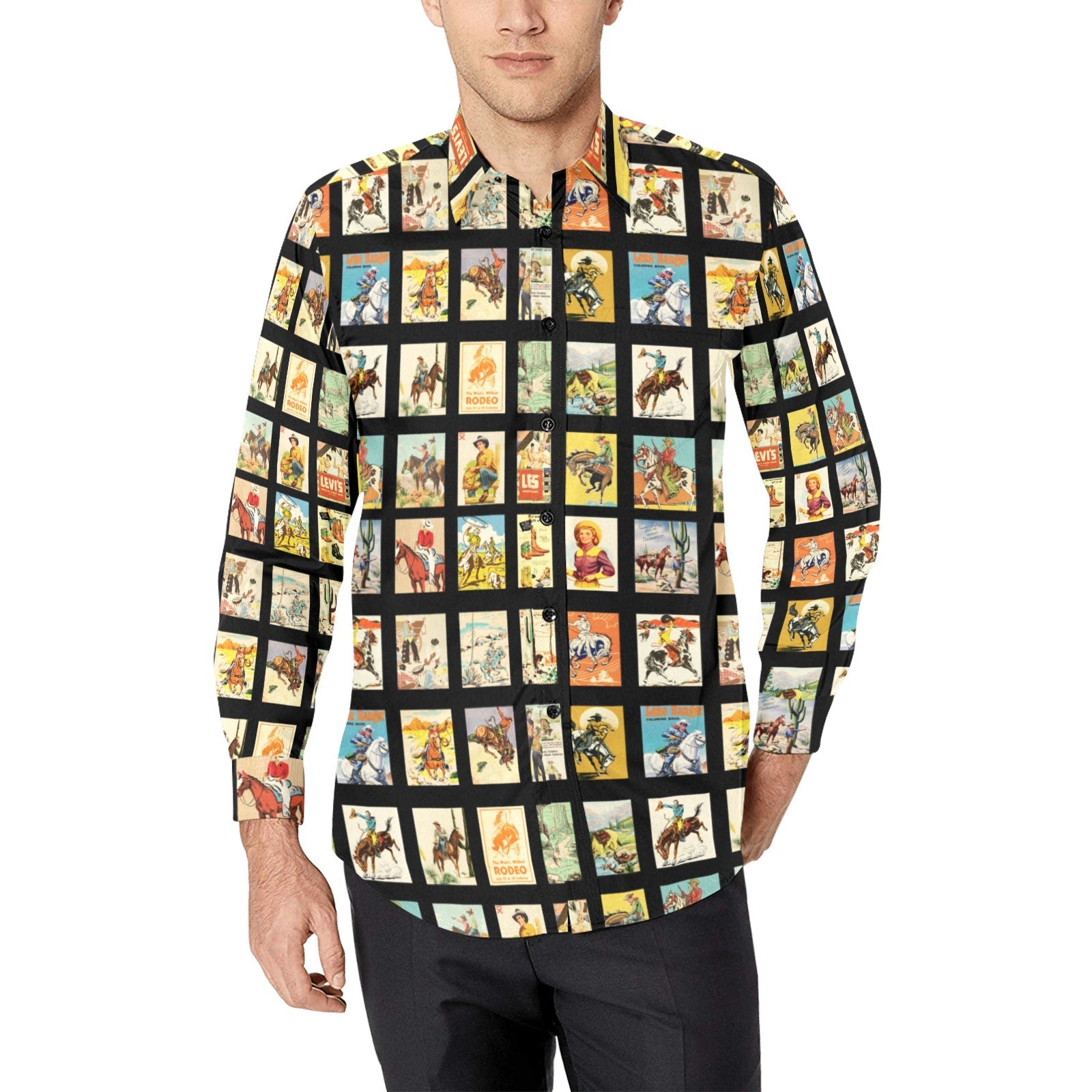 Baha Ranch Vintage Cowboy Collage Unisex Western Arena Shirt by Baha Ranch Western Wear - product image 3