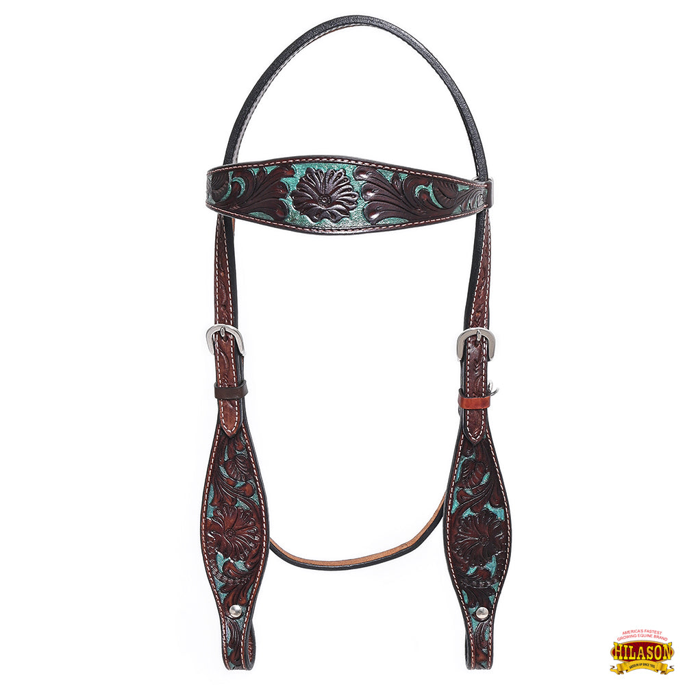 Western Horse Headstall & Breast Collar Tack American Leather Dark Brown Hilason