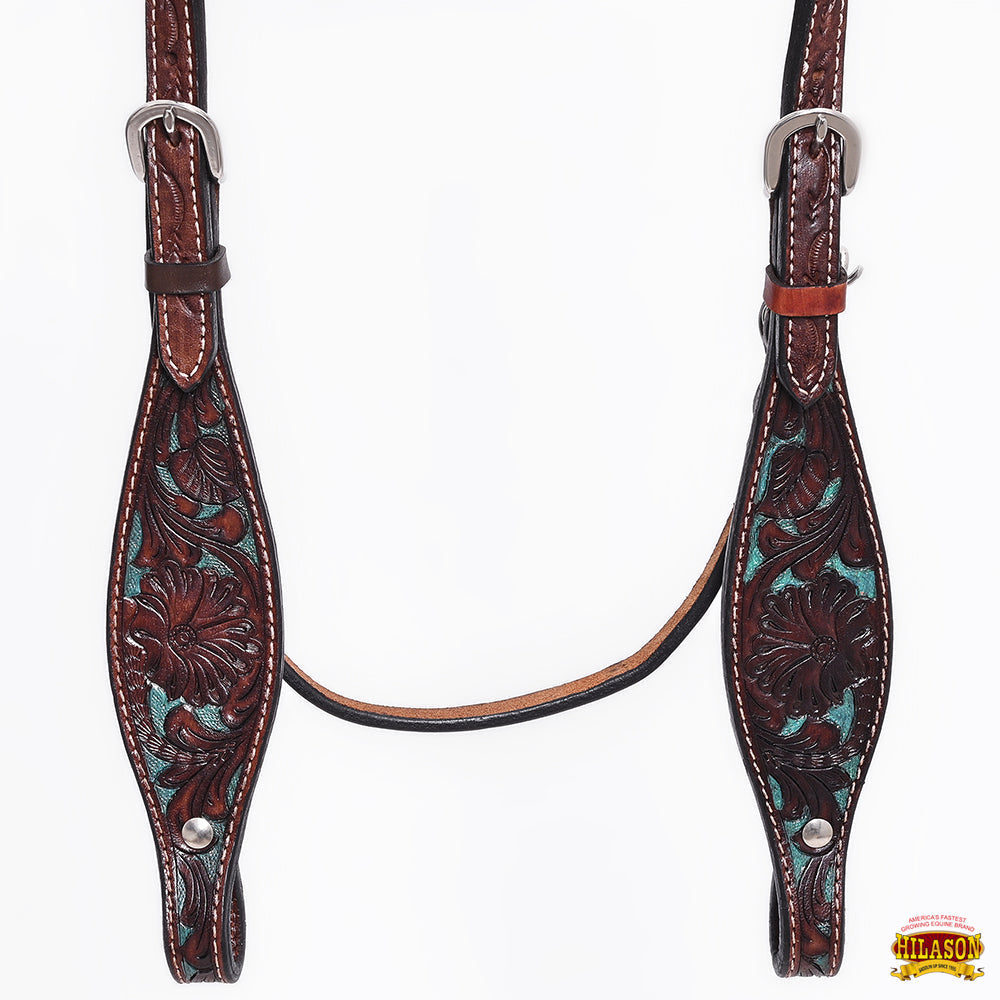 Western Horse Headstall & Breast Collar Tack American Leather Dark Brown Hilason