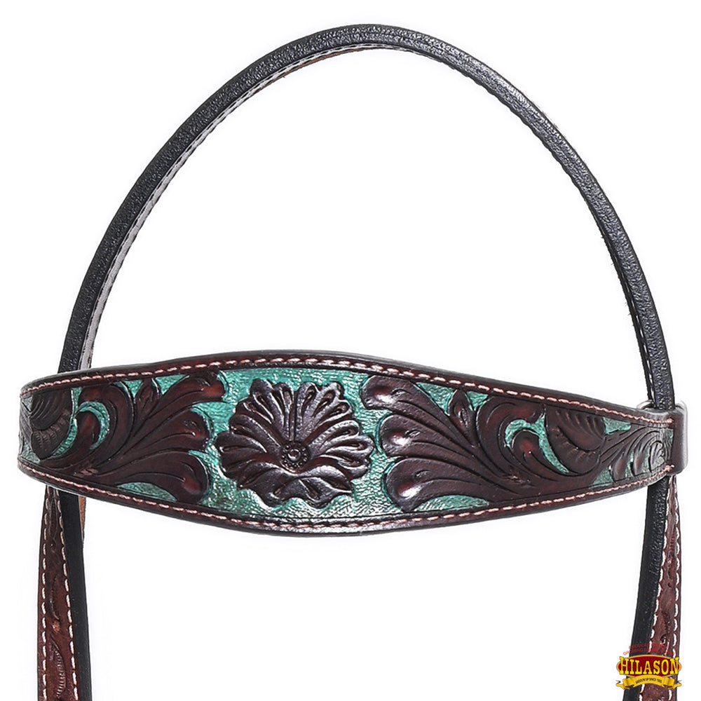 Western Horse Headstall & Breast Collar Tack American Leather Dark Brown Hilason