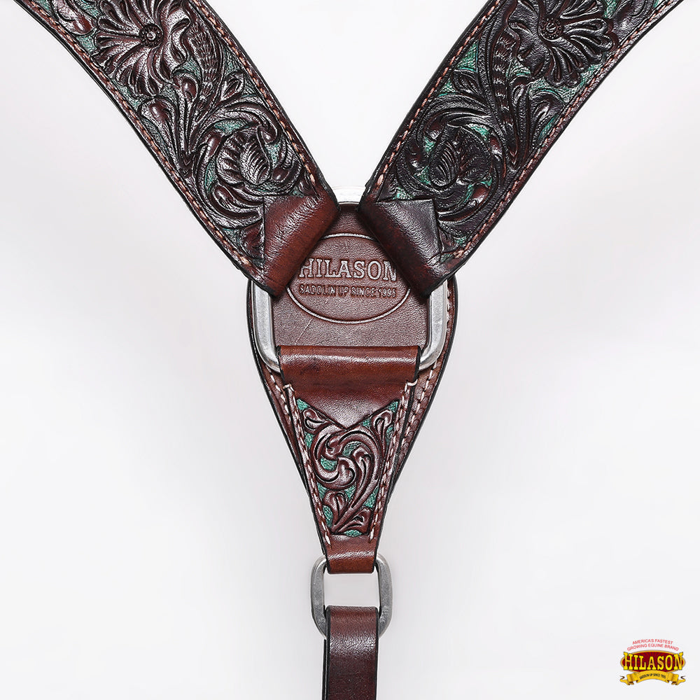 Western Horse Headstall & Breast Collar Tack American Leather Dark Brown Hilason
