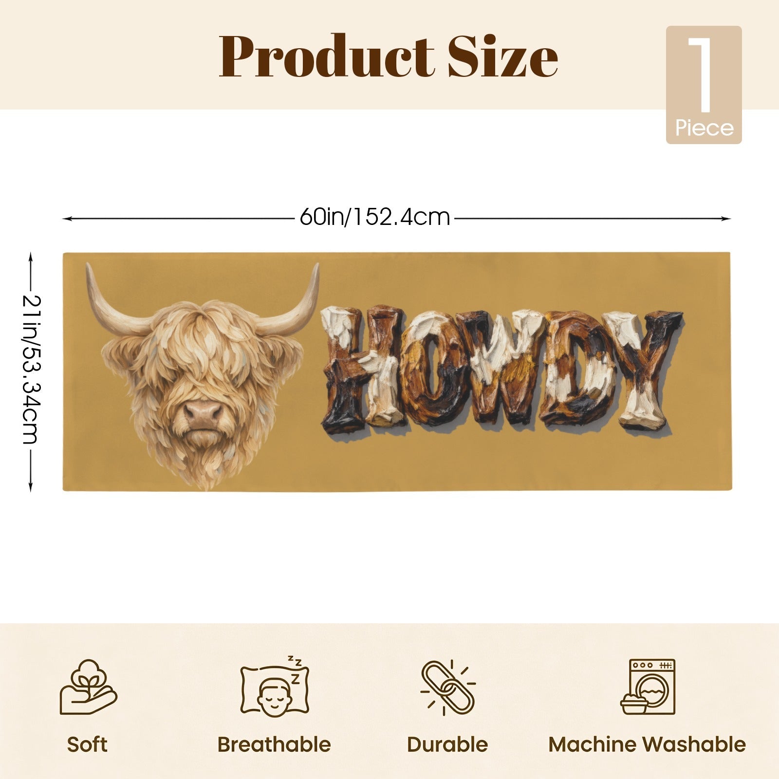 Baha Ranch Howdy Highland Western Body Pillow Made in America by Baha Ranch Western Wear - product image 6