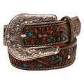 22" Ariat Girls Rhinestone Sparkly Floral Leather Belt