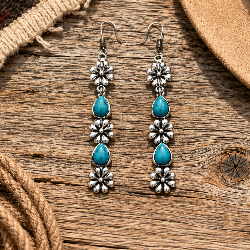 Floral Fashion Turquoise Dangle Earrings