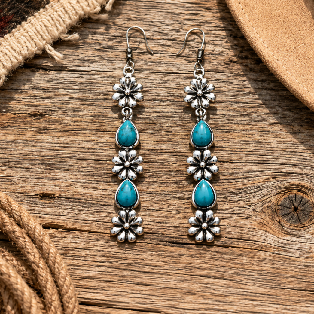 Floral Fashion Turquoise Dangle Earrings