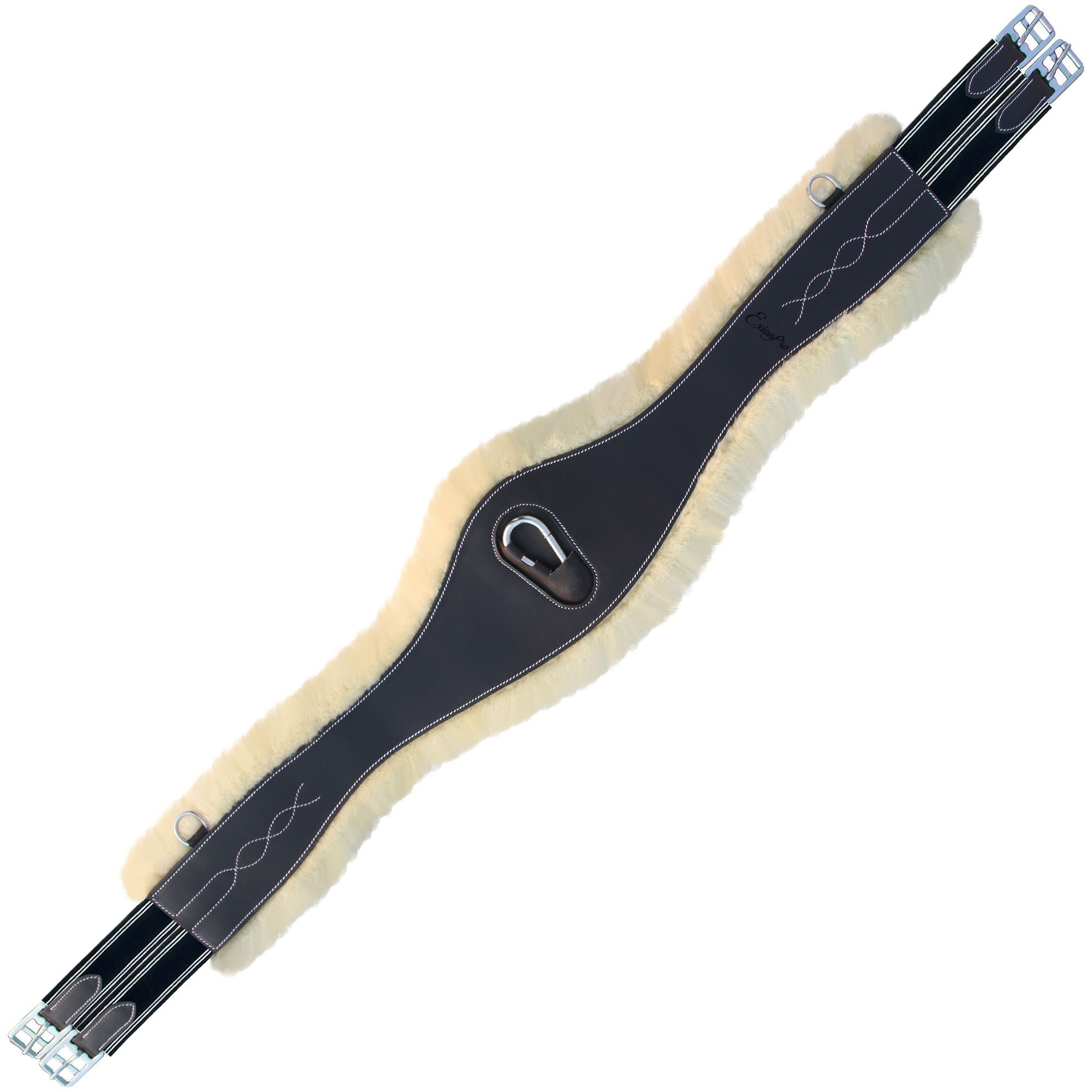 ExionPro Fancy Stitched 'Snap' Girth - Navy Blue Elastic with White Lines by Bridles & Reins