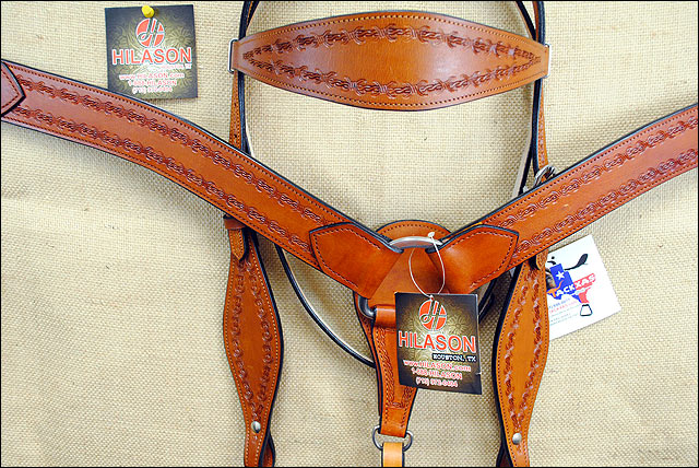 Hilason Western Headstall & Breast Collar Horse American Leather Saddle Tan