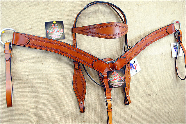 Hilason Western Headstall & Breast Collar Horse American Leather Saddle Tan