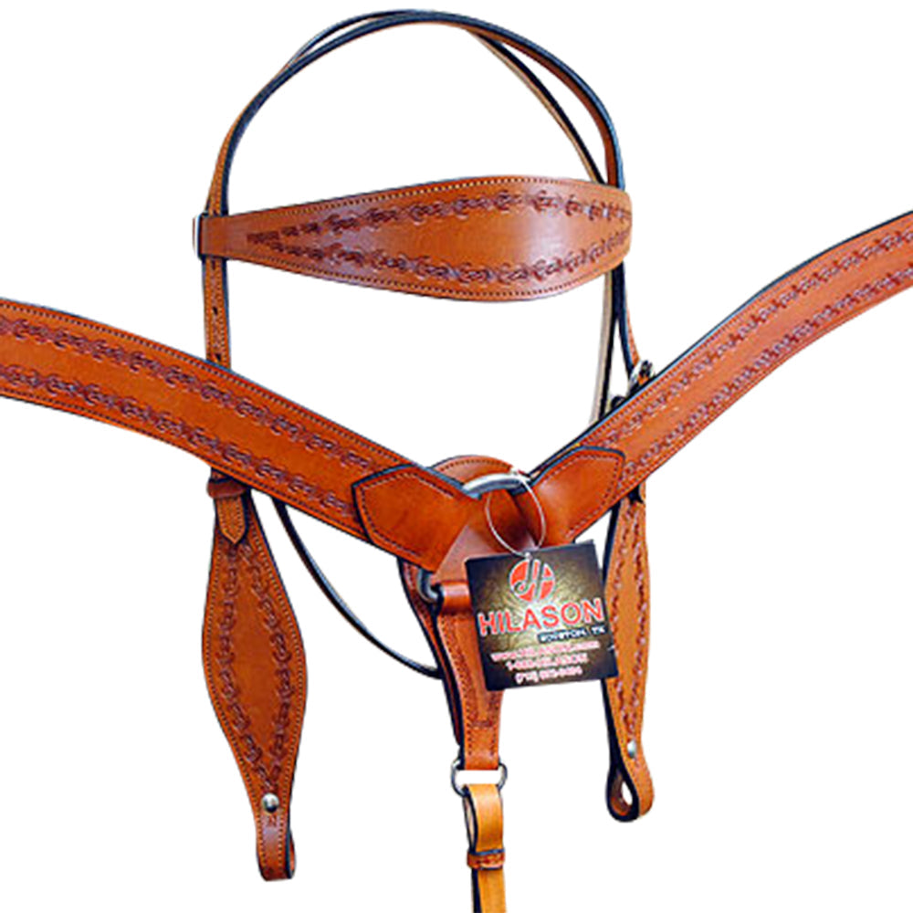 Hilason Western Headstall & Breast Collar Horse American Leather Saddle Tan