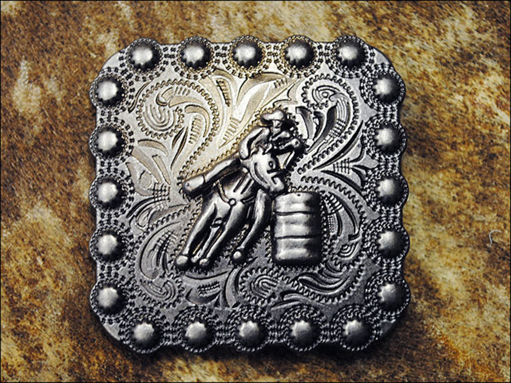 HILASON Western Screw Back Barrel Racer Carved Square Saddle Concho