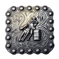 HILASON Western Screw Back Barrel Racer Carved Square Saddle Concho