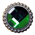 Western Screw Back Concho Green Glass Stone Nickle Saddle Bling Cowgirl