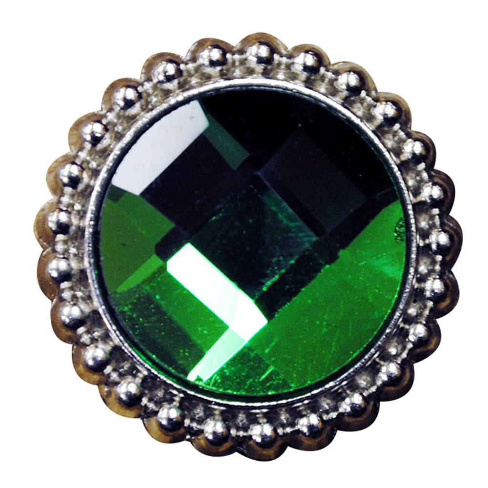 Western Screw Back Concho Green Glass Stone Nickle Saddle Bling Cowgirl