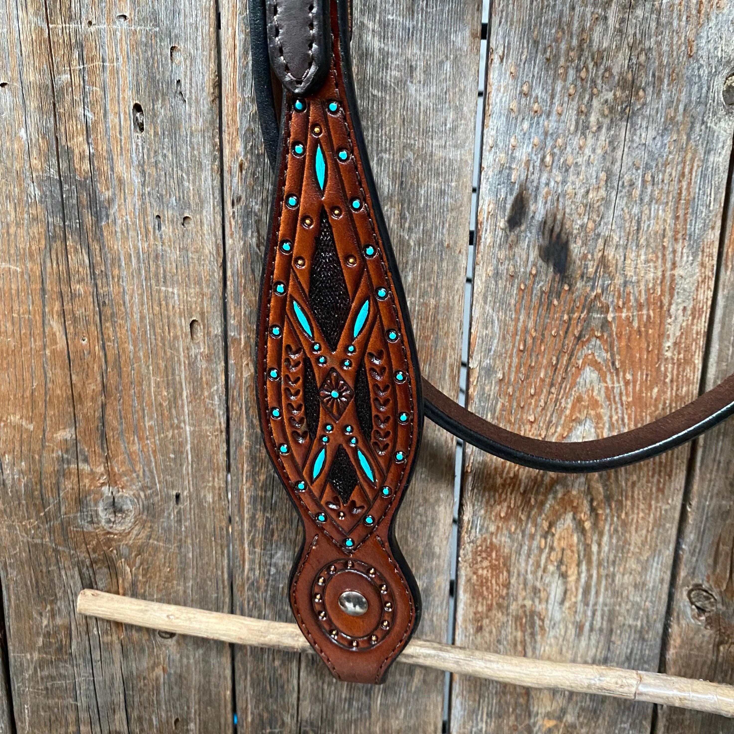 Hand Painted Two Tone Browband Headstall/Bridle #241913 — view 4
