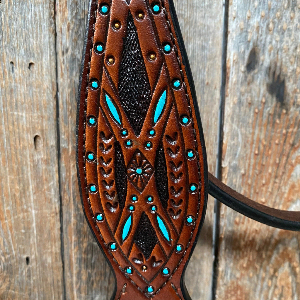 Hand Painted Two Tone Browband Headstall/Bridle #241913 — view 5