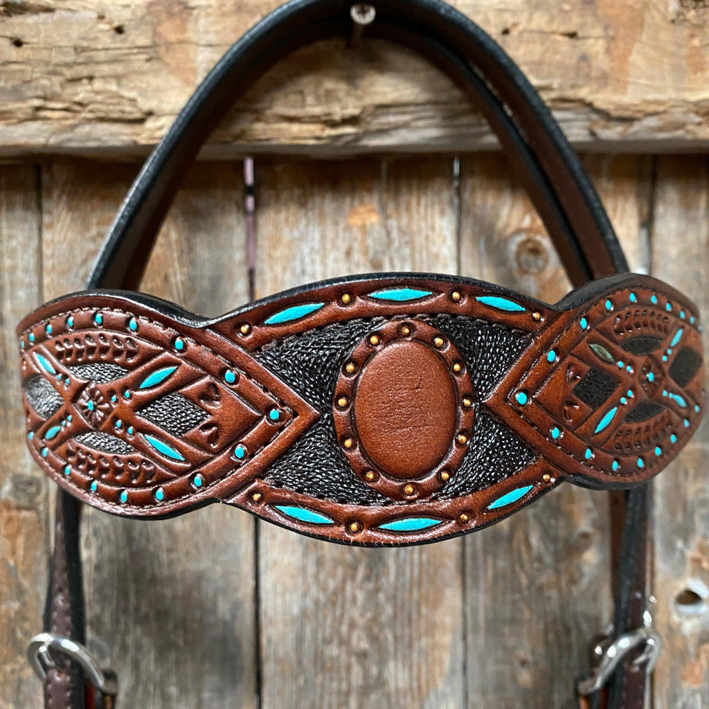 Hand Painted Two Tone Browband Headstall/Bridle #241913 — view 2