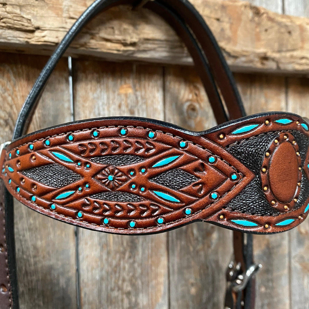 Hand Painted Two Tone Browband Headstall/Bridle #241913 — view 3