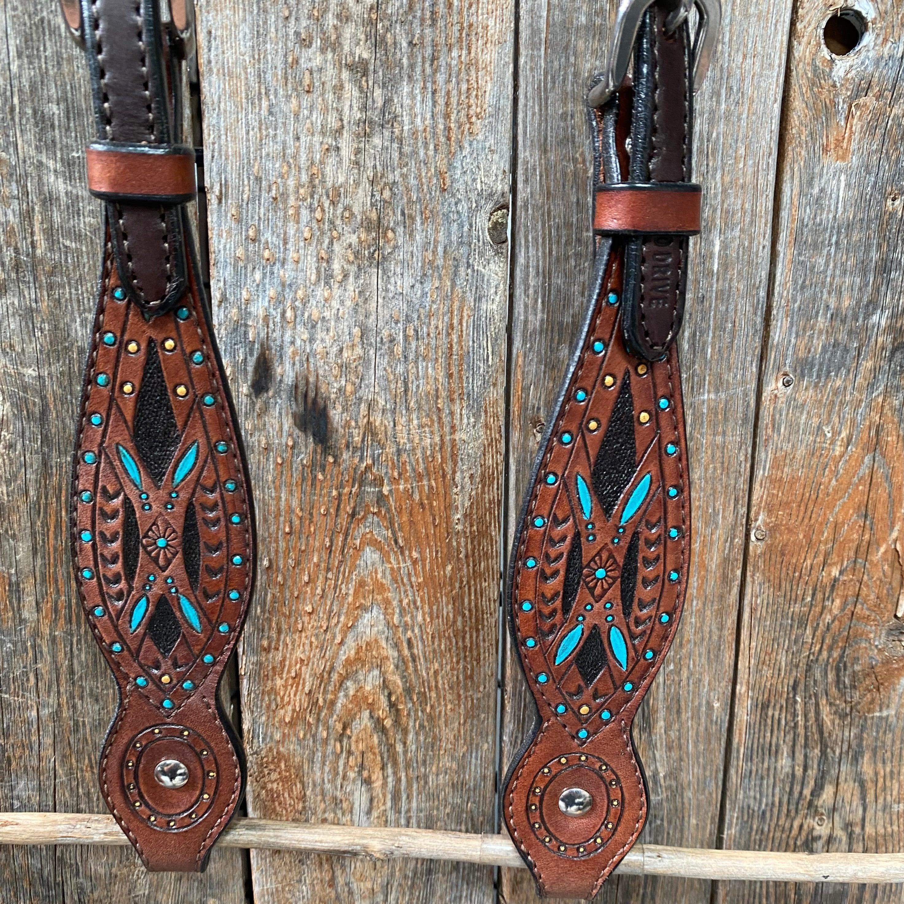 Hand Painted Two Tone One Ear Headstall/Bridle #241923 — view 3
