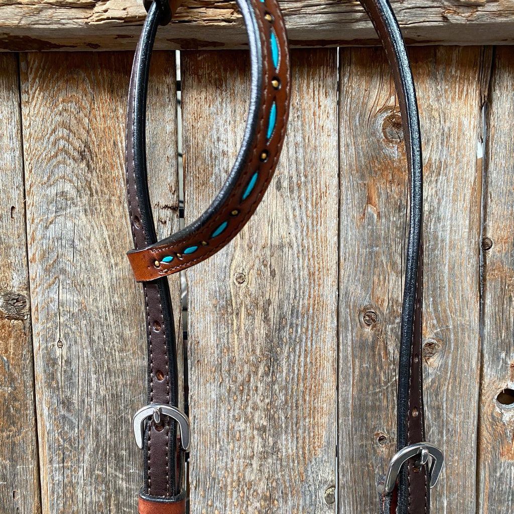 Hand Painted Two Tone One Ear Headstall/Bridle #241923 — view 2