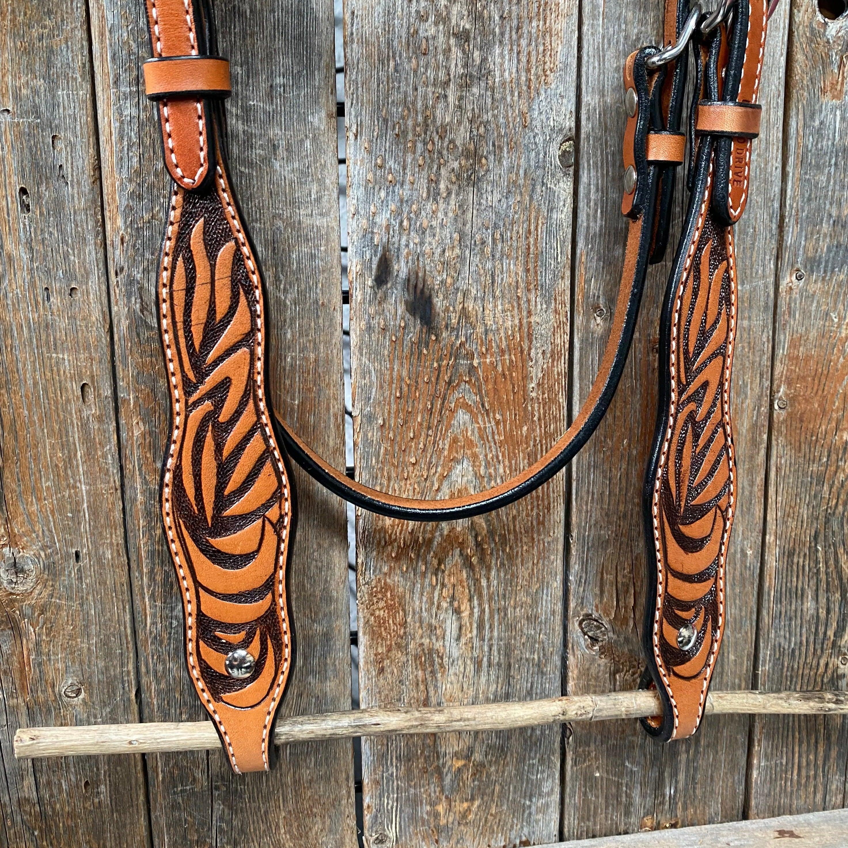 Two Tone Zebra Striped Browband Headstall/Bridle #241931 — view 4