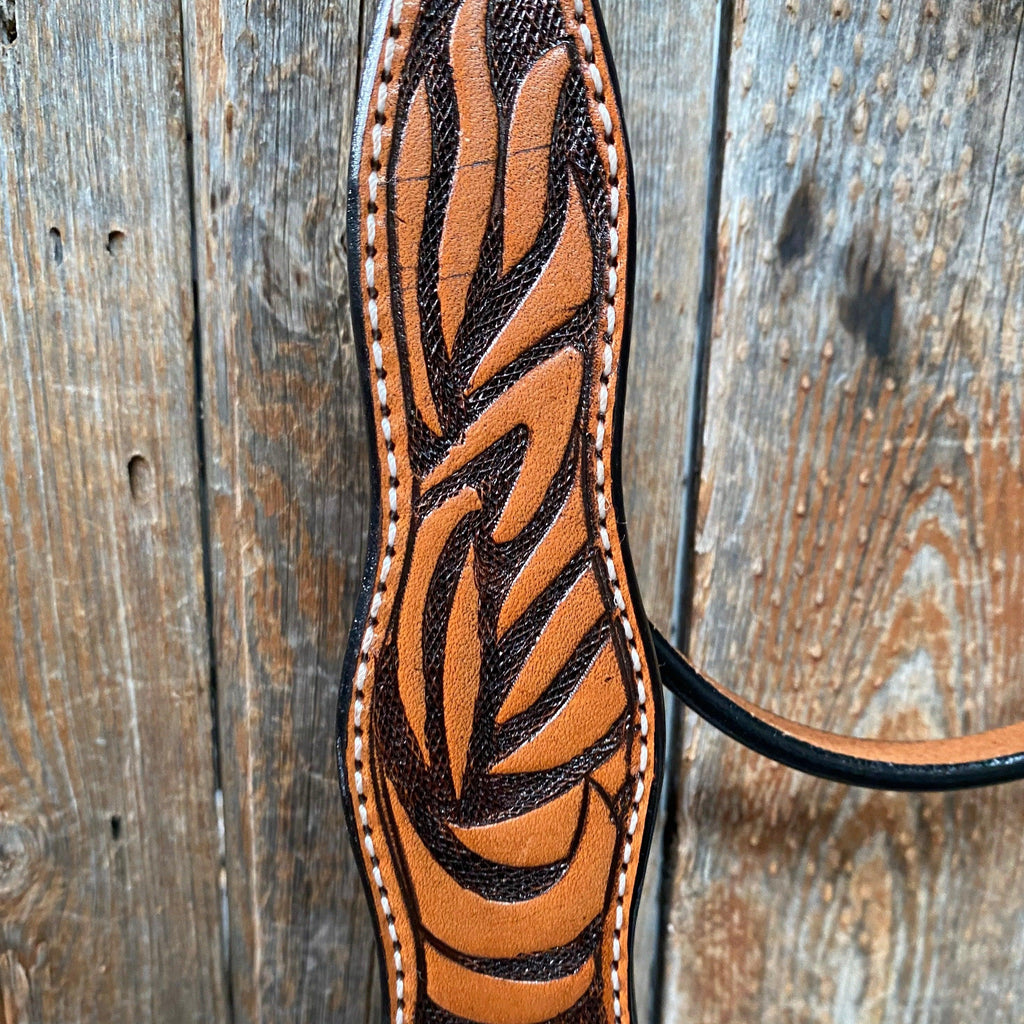 Two Tone Zebra Striped Browband Headstall/Bridle #241931 — view 5