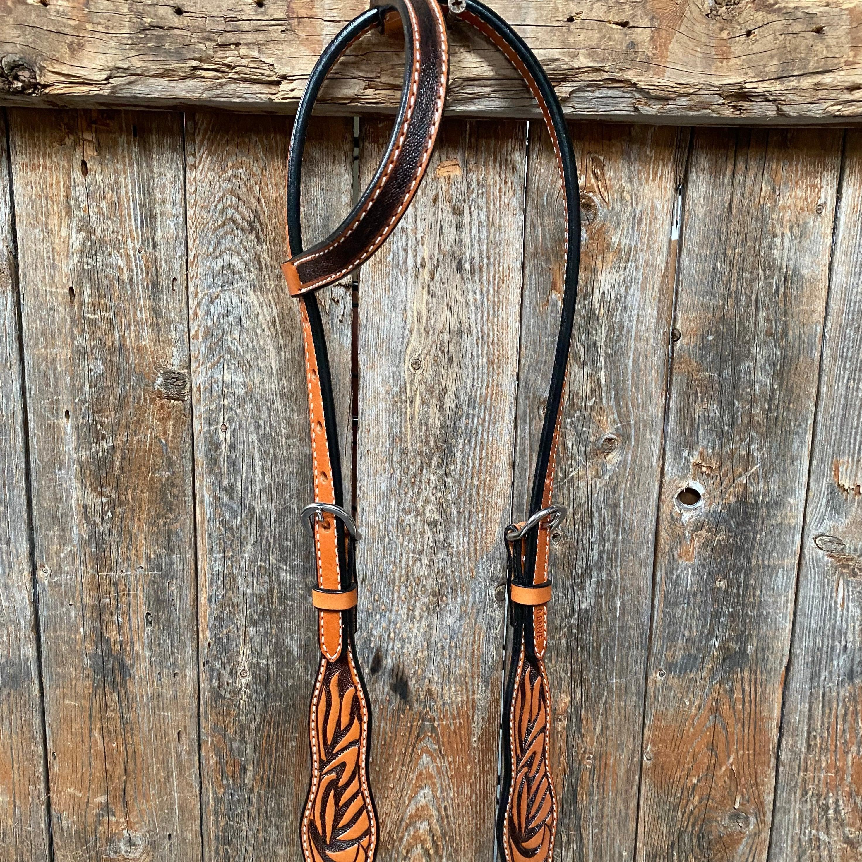Two Tone Zebra Striped One Ear Headstall/Bridle #241941