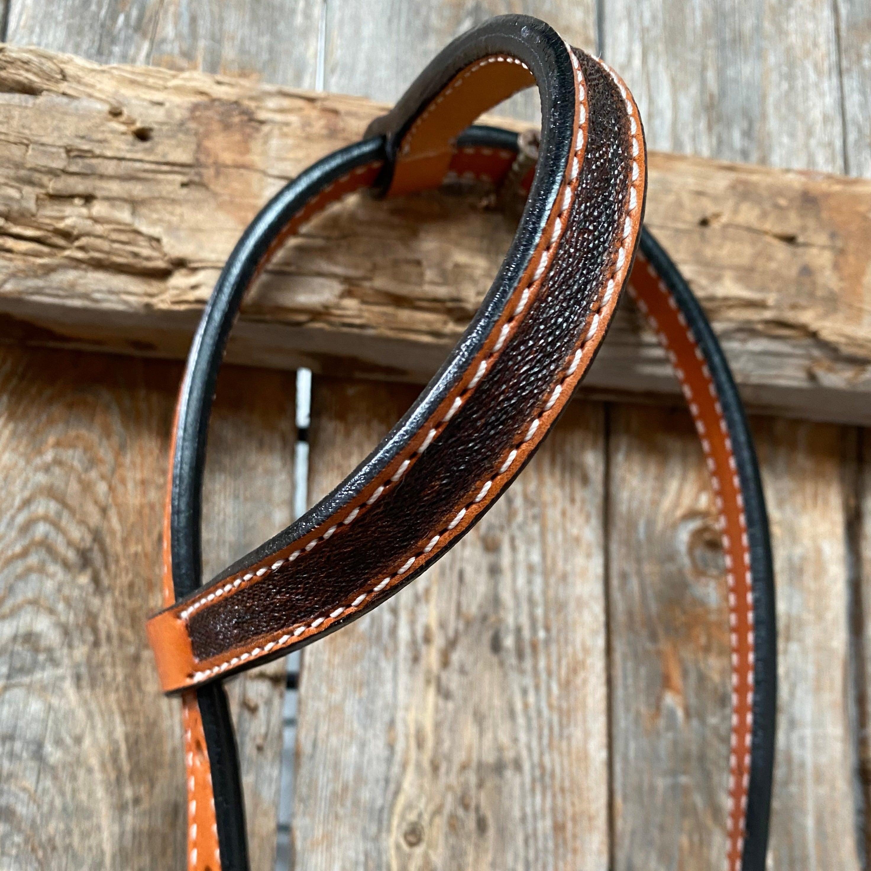 Two Tone Zebra Striped One Ear Headstall/Bridle #241941 — view 4